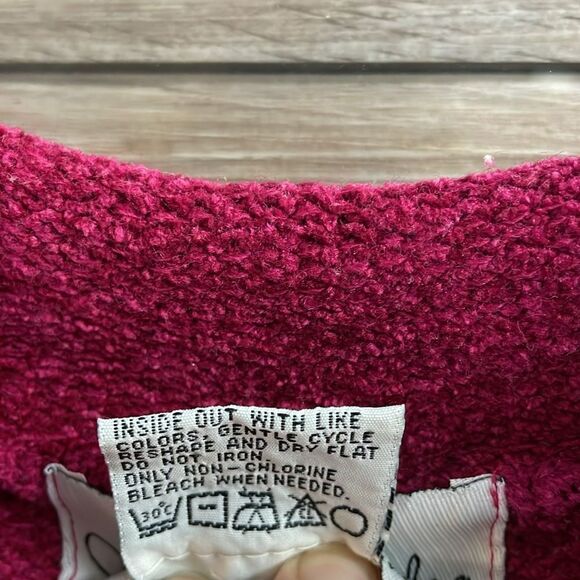 DIANE VON FURSTENBERG Burgundy Red Chunky Knit Crew Neck Sweater Size Large Vtg - Picture 4 of 6